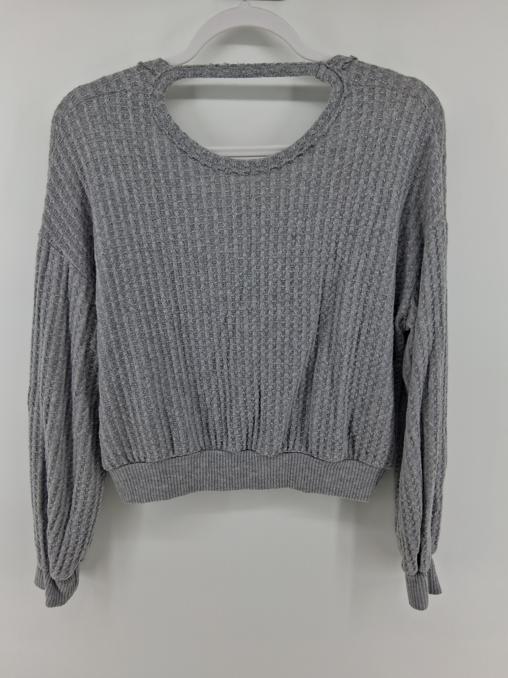 Project Social T Light Gray Waffle Scoop Neck Pullover